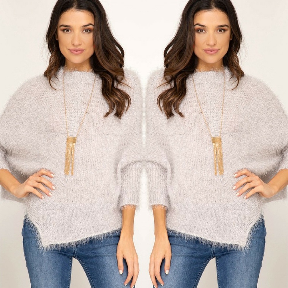 SOFT FUZZY SWEATER SOO CUTE and SOFT - STONE